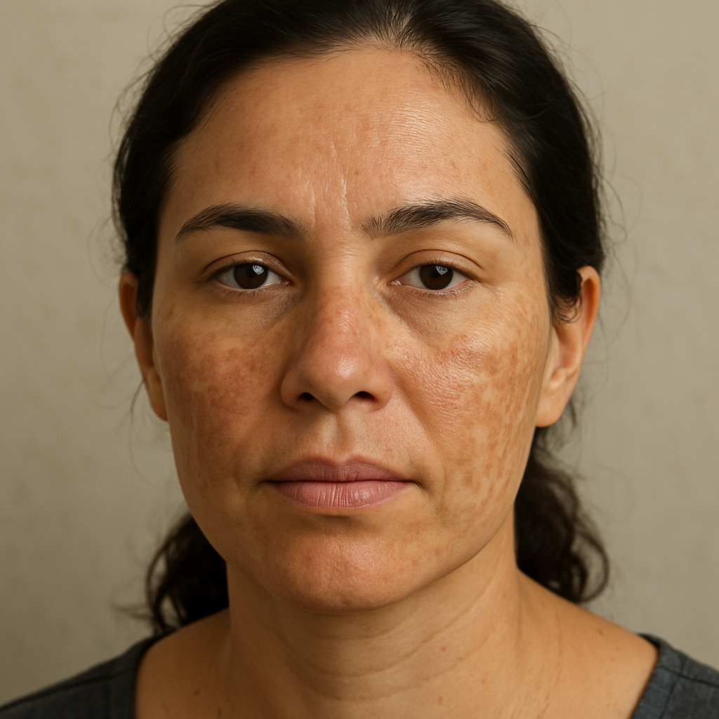 Na imagem, uma mulher com melasma.